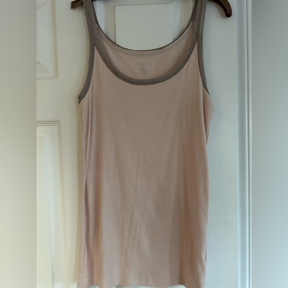 Calvin Klein cream/ Gold ribbed Tank size L